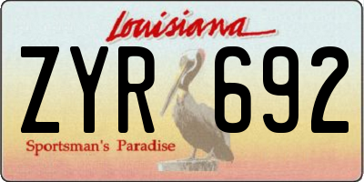 LA license plate ZYR692