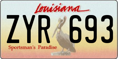 LA license plate ZYR693