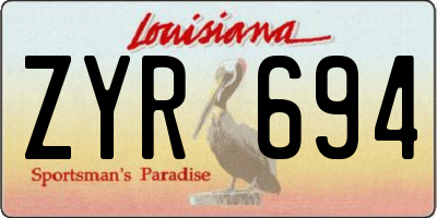 LA license plate ZYR694