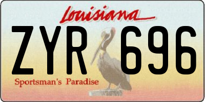 LA license plate ZYR696