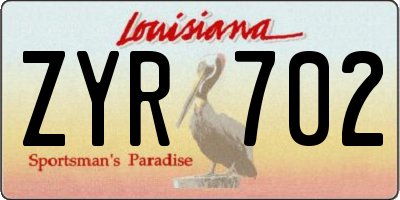 LA license plate ZYR702