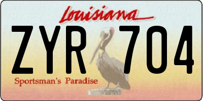LA license plate ZYR704