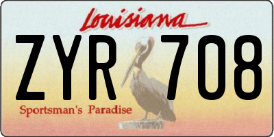 LA license plate ZYR708
