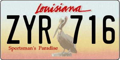 LA license plate ZYR716