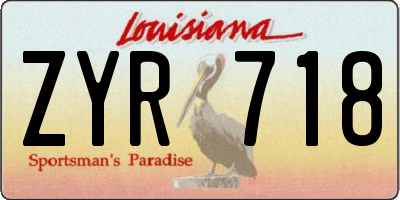 LA license plate ZYR718