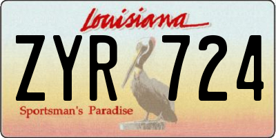LA license plate ZYR724