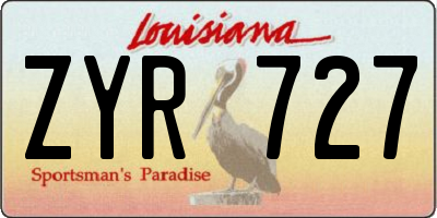 LA license plate ZYR727