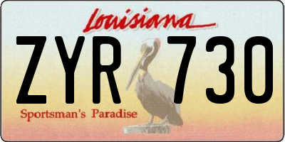 LA license plate ZYR730