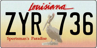 LA license plate ZYR736