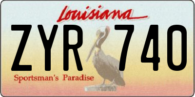 LA license plate ZYR740