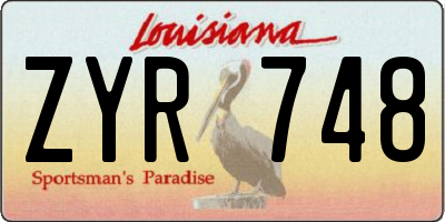 LA license plate ZYR748
