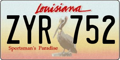 LA license plate ZYR752