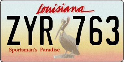 LA license plate ZYR763
