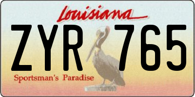 LA license plate ZYR765