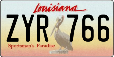 LA license plate ZYR766