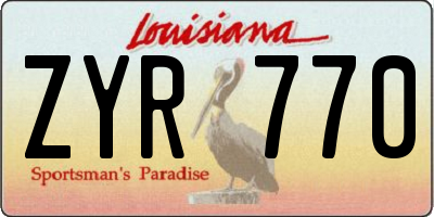 LA license plate ZYR770