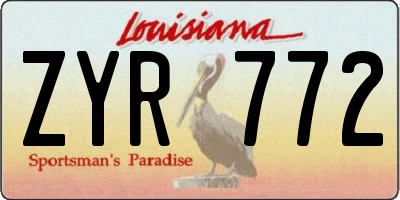LA license plate ZYR772