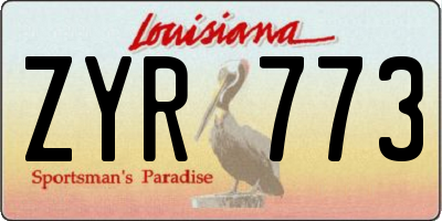 LA license plate ZYR773