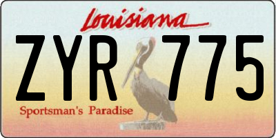 LA license plate ZYR775