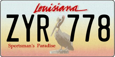 LA license plate ZYR778