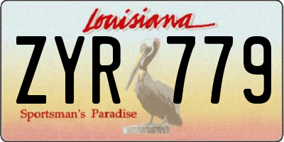 LA license plate ZYR779