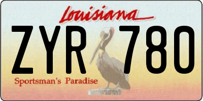 LA license plate ZYR780