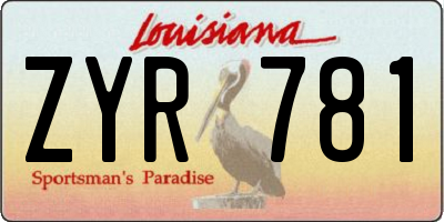 LA license plate ZYR781