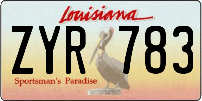 LA license plate ZYR783