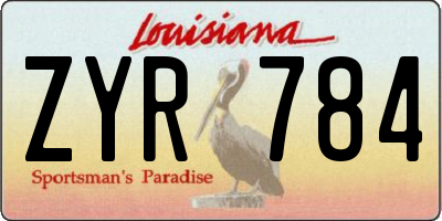 LA license plate ZYR784