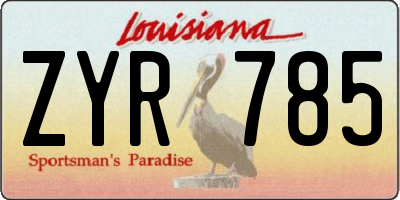 LA license plate ZYR785