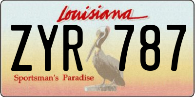 LA license plate ZYR787