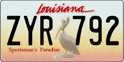 LA license plate ZYR792