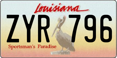 LA license plate ZYR796