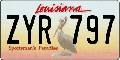 LA license plate ZYR797