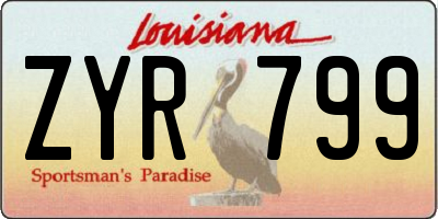 LA license plate ZYR799
