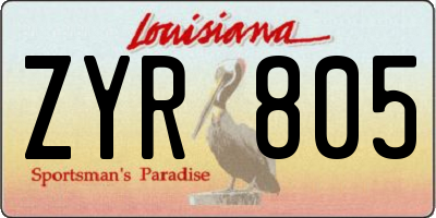 LA license plate ZYR805