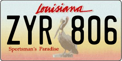 LA license plate ZYR806