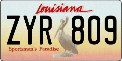 LA license plate ZYR809