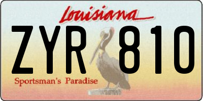 LA license plate ZYR810