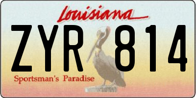 LA license plate ZYR814