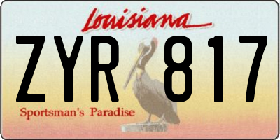 LA license plate ZYR817