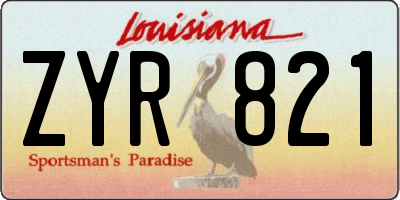 LA license plate ZYR821