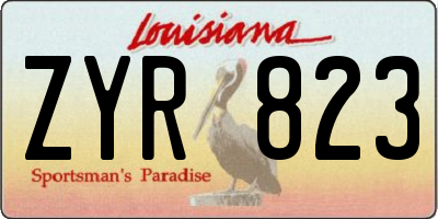 LA license plate ZYR823
