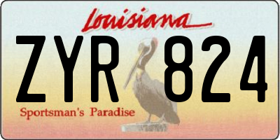 LA license plate ZYR824