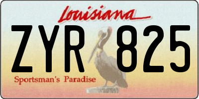 LA license plate ZYR825
