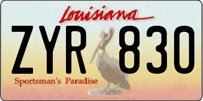 LA license plate ZYR830