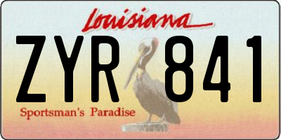 LA license plate ZYR841