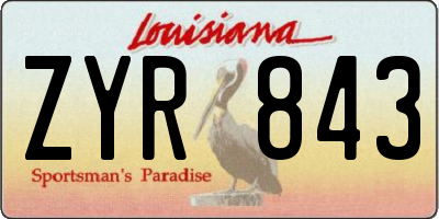 LA license plate ZYR843