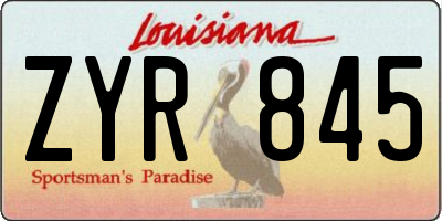 LA license plate ZYR845