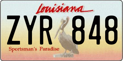 LA license plate ZYR848